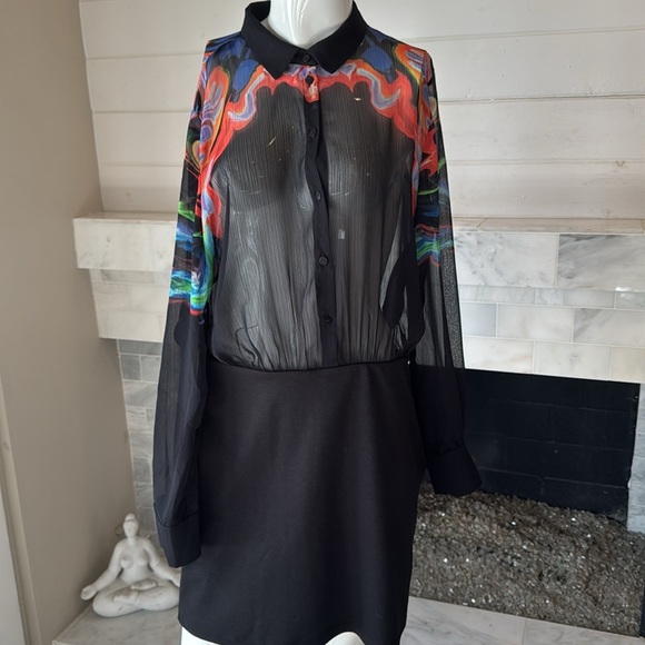Desigual M. Christian Lacroix Combination Abstract Black Short Dress Size L NWT - Picture 7 of 16
